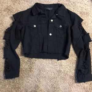 super cute black denim jacket